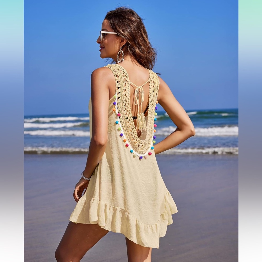 Aolro Pom Pom Swim Coverup